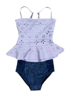 Little Girls Liberty - Eyelet Peplum Tankini - $32