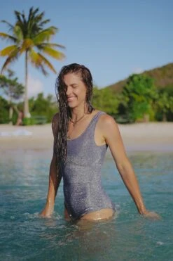 Navy Lexi - Shiny Metallic Onepiece - $88