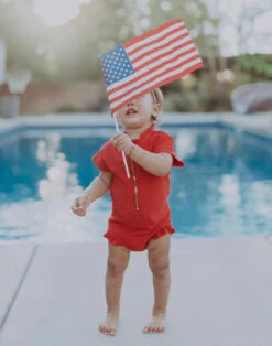 Little Girls Jenna - Red Zipper One-Piece - $36