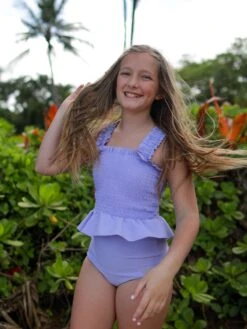 Tween Saidee - Lilac Smocked Tankini - $56
