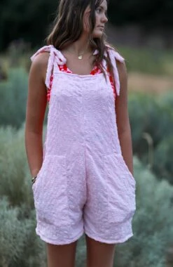 Pink / Lilac Textured Romper - $32