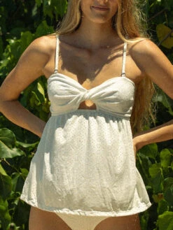 Lola - White Eyelet Tankini - $48