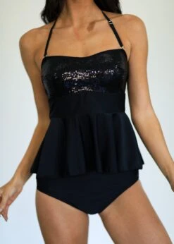 Tiffany Black Sequin Peplum Tankini - $46 -Evergreen Plants Shop B0817E4A 410C 416B BA5C 431A03293C6E