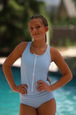 Tween Allie - Misty Blue Zipper Tankini - $52 *New*