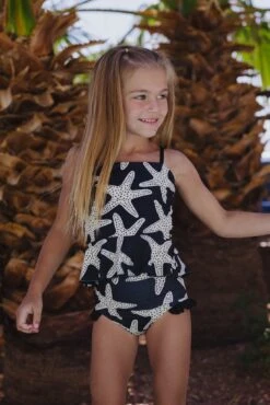Little Girls Ava - Starfish Reversible Tankini - $38
