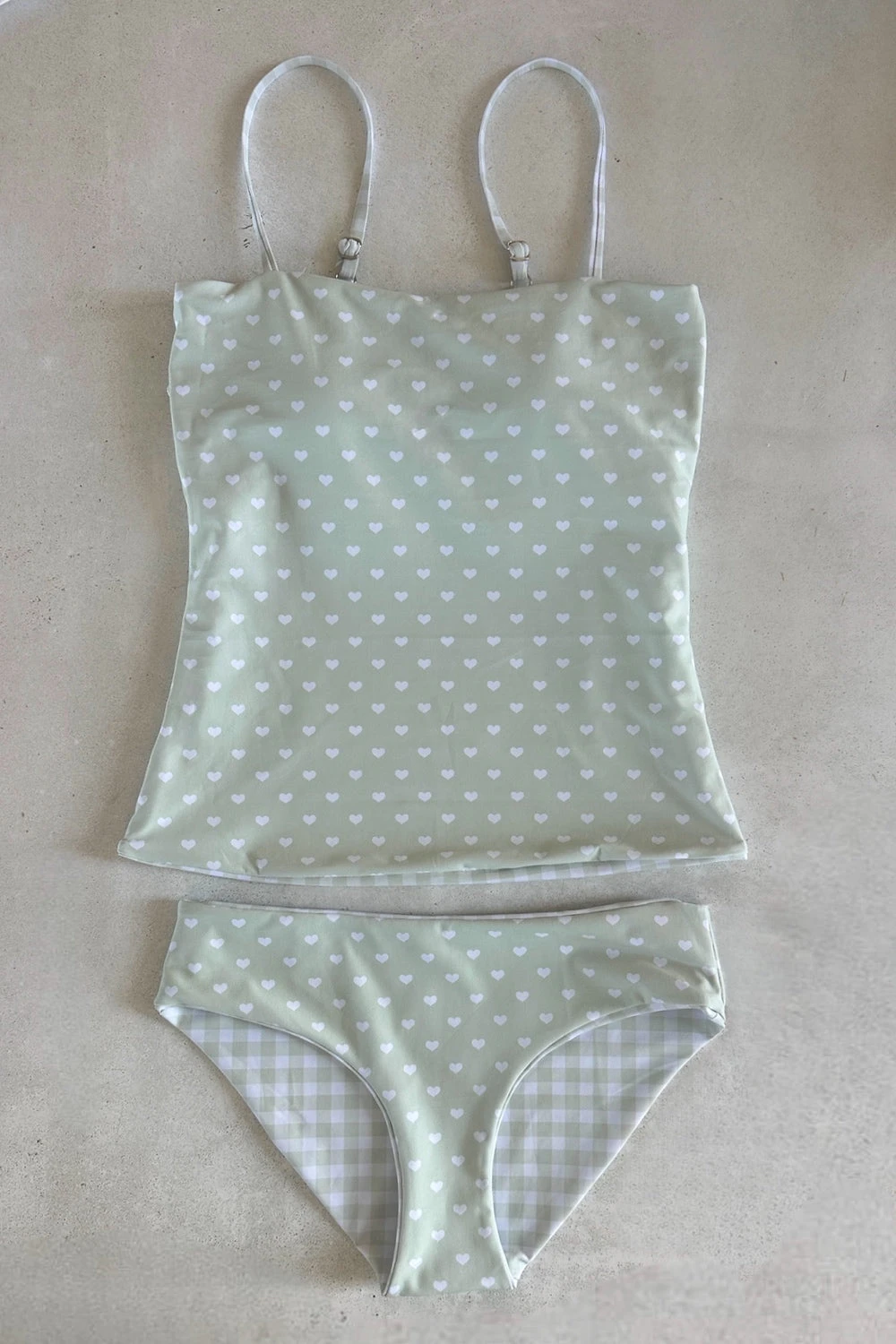 Piper - Reversible Tankini - Hearts/Gingham 3 Piper - Reversible Tankini - Hearts/Gingham - Image 3