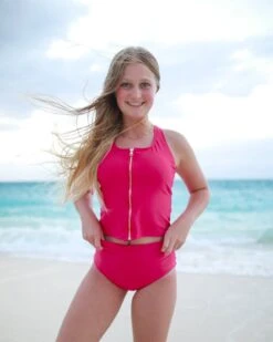 Tween Allie - Pink Zipper Tankini - $36