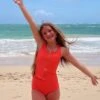 Tween Allie - Coral Zipper Tankini - $52