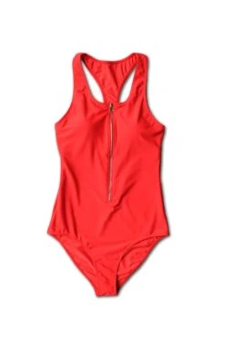 Jenna - Zipper One-Piece Swimsuit - $74 -Evergreen Plants Shop rad swim jenna swimsuit red